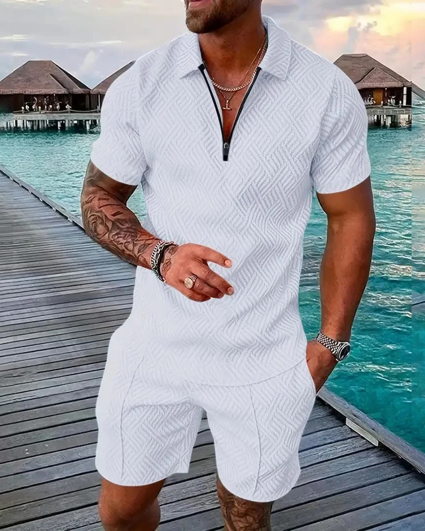 Camisa polo Suitmens para uso diario casual Collar Zipper Set 216 para hombre