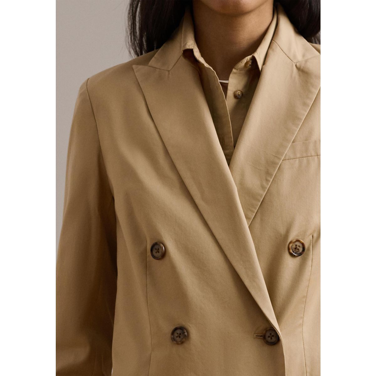Double Breasted Cotton Twill Blazer - 3