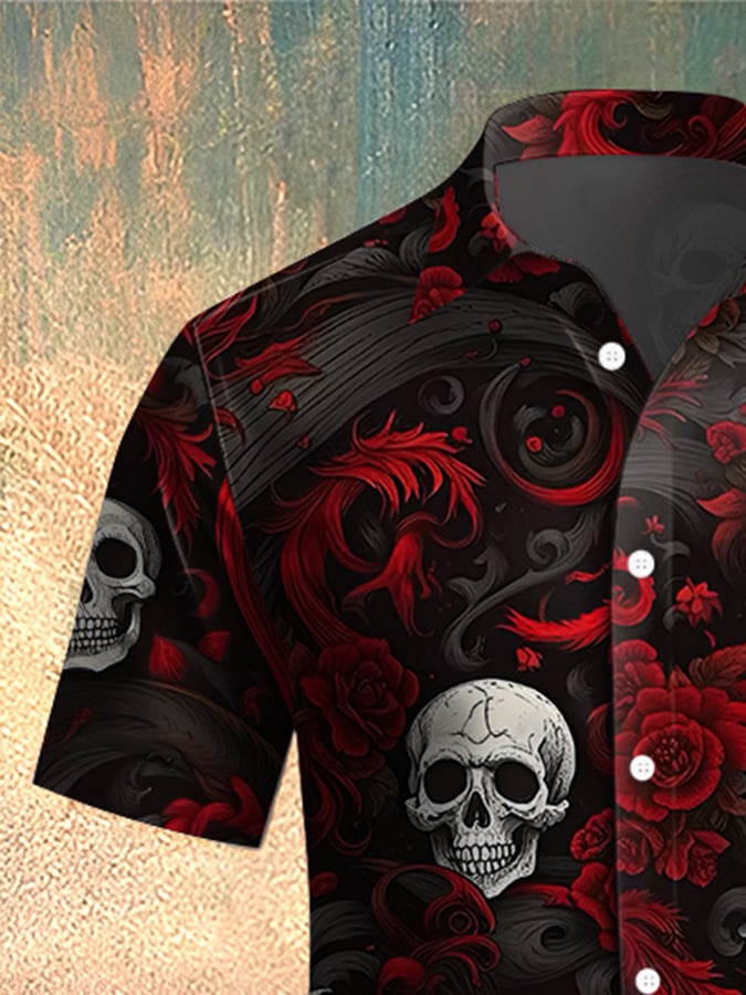Camisa Skull estampado casual para hombre