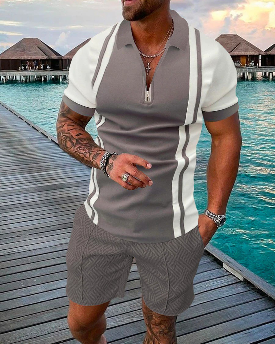 Camisa polo casual Colorblock Two Piece para hombre