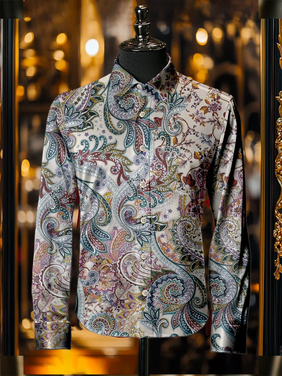 Camisa seda de lujo ejecutivo de manga larga para hombre