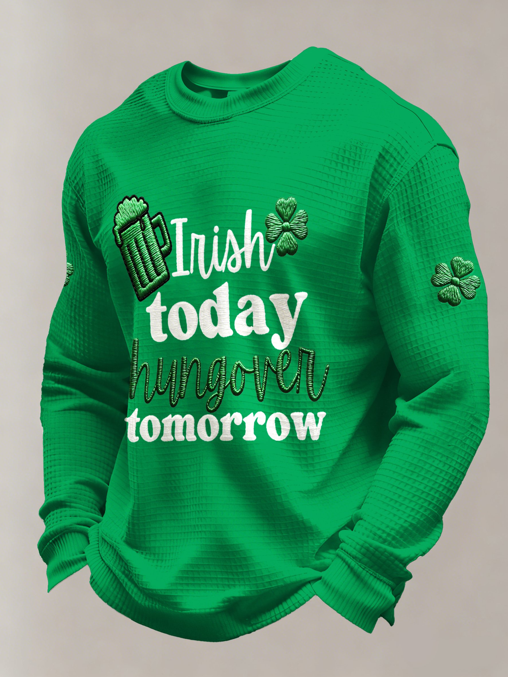 Saint Patrick estampado casual de manga larga Top para hombre