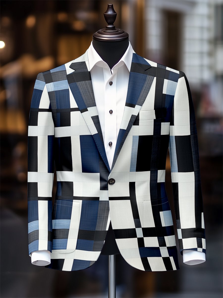Saco retro casual a cuadros para hombre