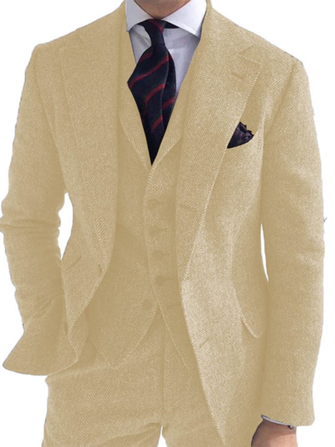 Ejecutivo Single-Breasted de color sólido Three-Piece Suit para hombre