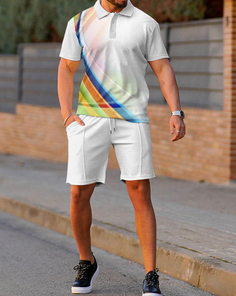 Suitmens White estampado Summer POLO Suit 001 para hombre