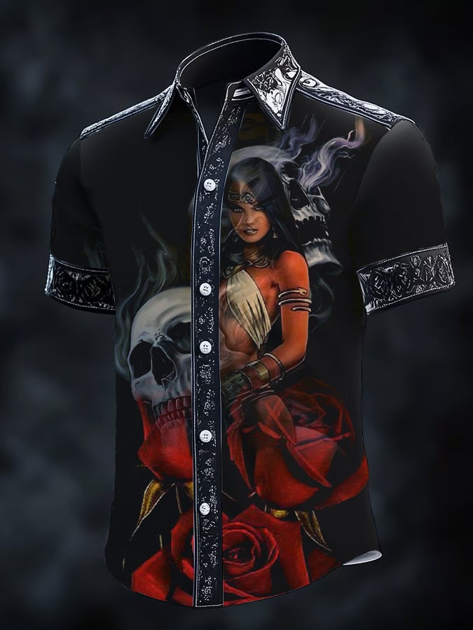 Camisa Gothic Dark de manga corta para hombre