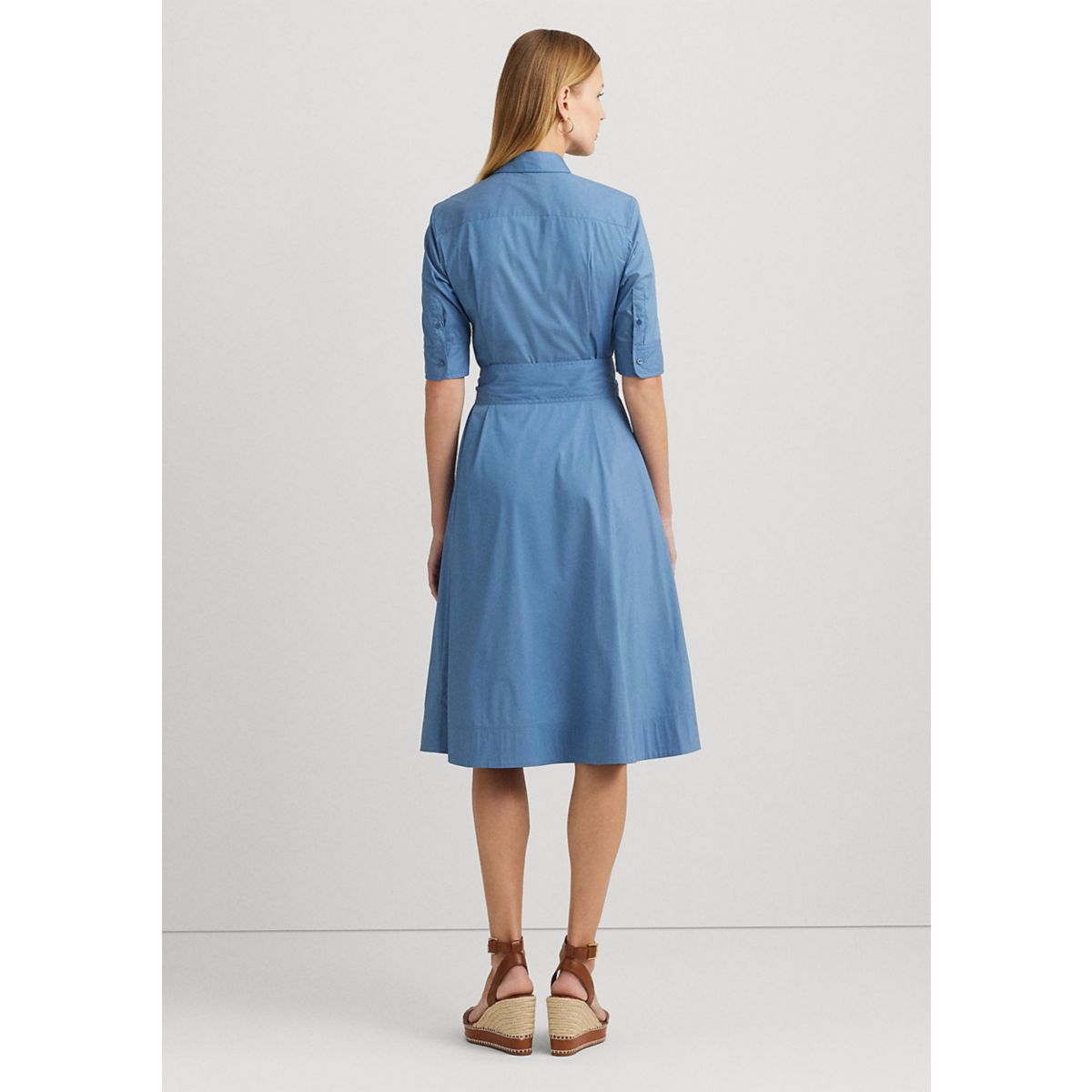Belted Cotton Blend Shirtdress - 2