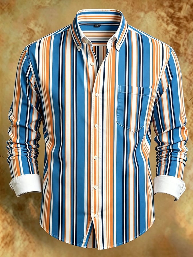 Camisa retro Abstract Art estampado Comfortable ejecutivo Style para hombre