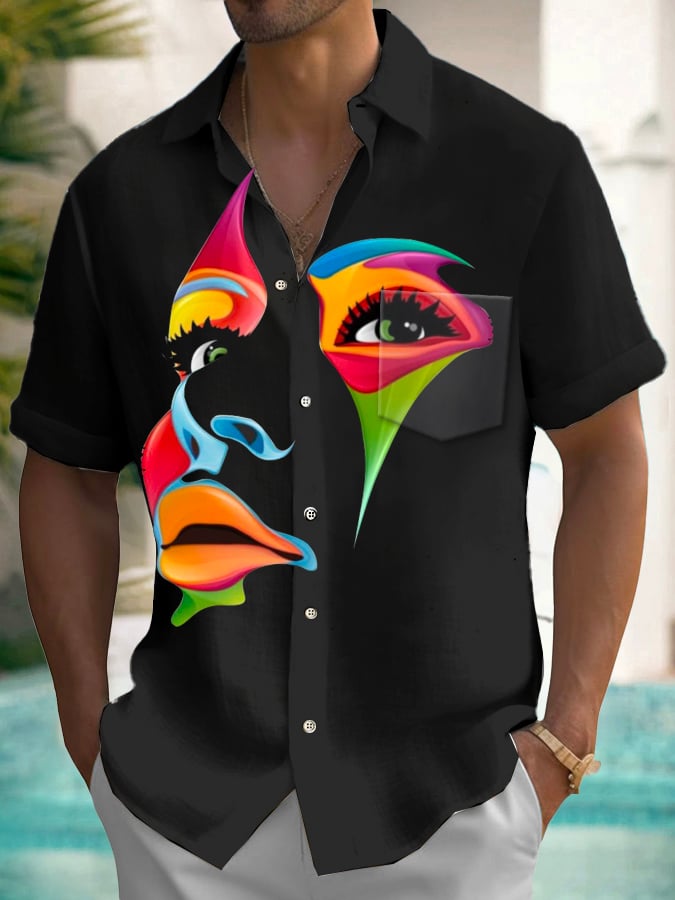 Camisa de moda Art Portrait estampado para hombre