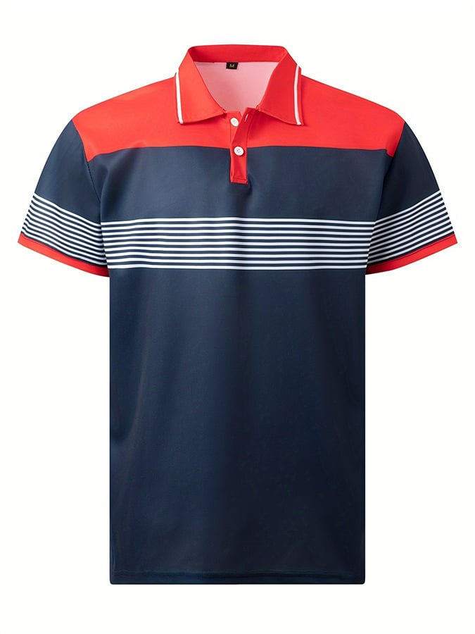 Camisa polo de modaable a rayas de manga corta para hombre