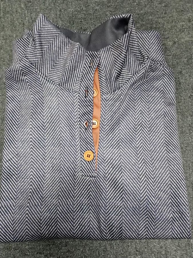 Sudadera Western vintage Herringbone estampado Design Stand cuello con botones para hombre