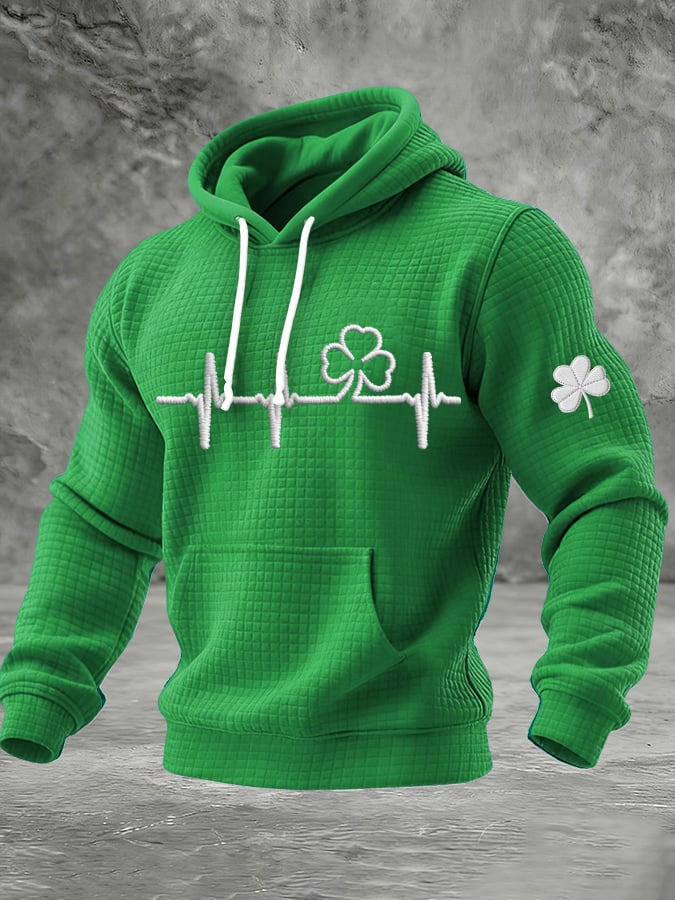 Sudadera St. Patrick's Day estampado Checkered con gorrasucha para hombre