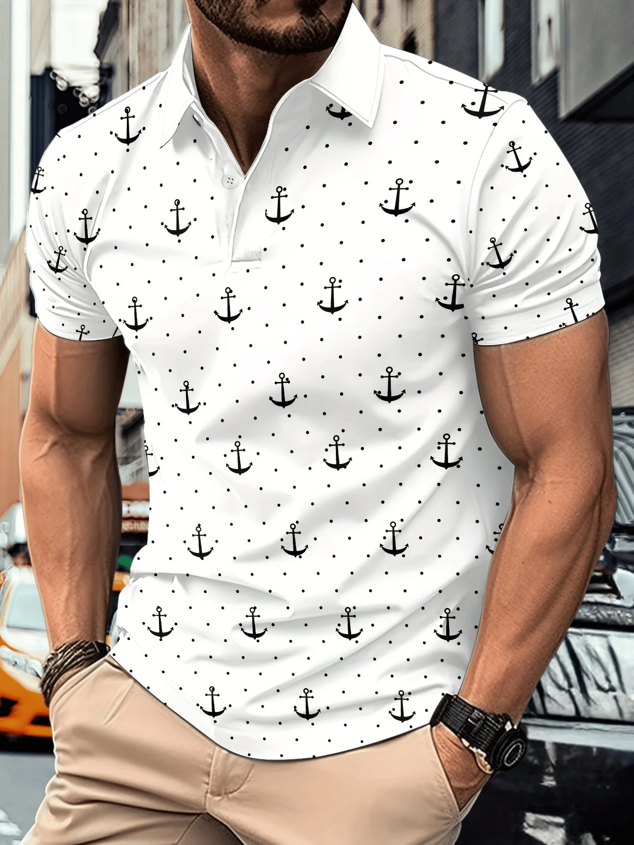 Camisa polo ejecutivo casual Button de manga corta para hombre