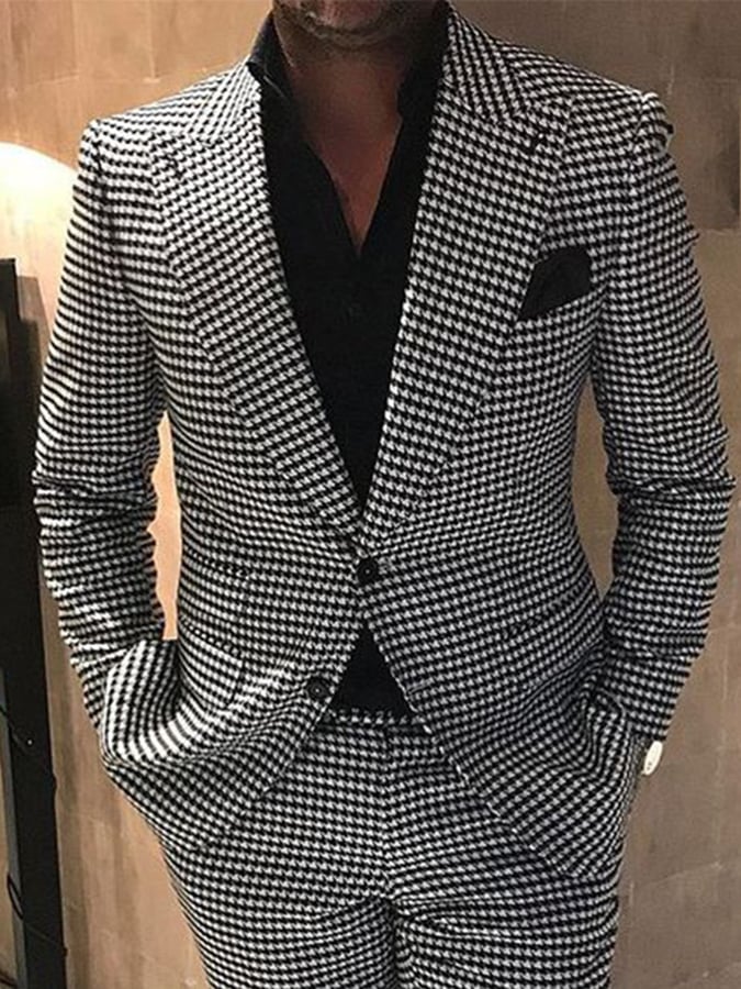 Ejecutivo Single-Breasted Small Houndstooth Two-Piece Suit para hombre