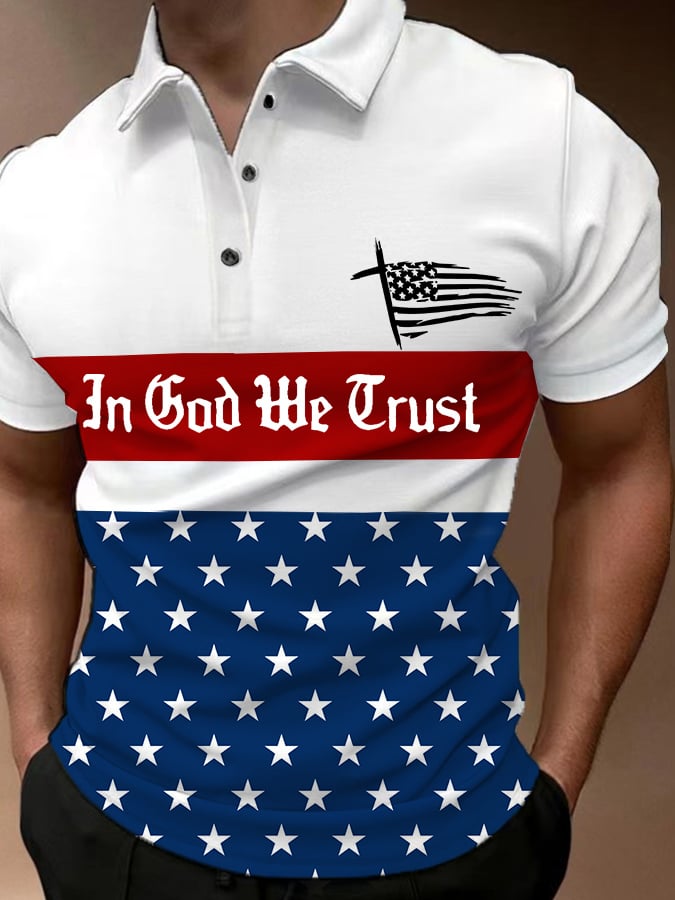Camisa polo In God We Trust estampado para hombre