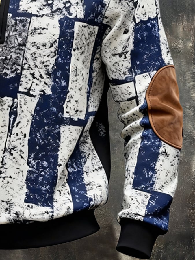 Sudadera retro en bloques de color estampado cierre para hombre