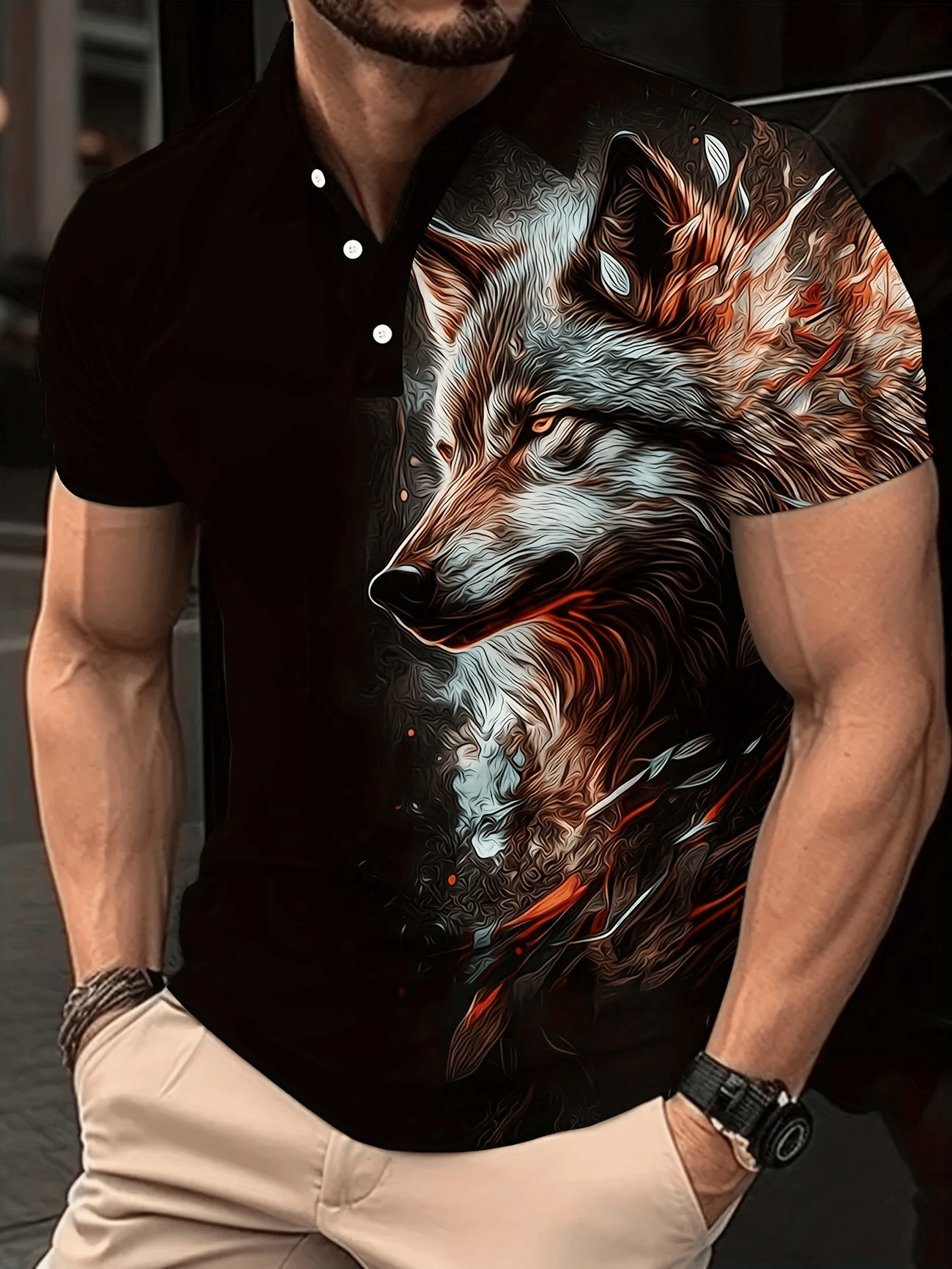 Camisa polo ejecutivo casual Button de manga corta para hombre