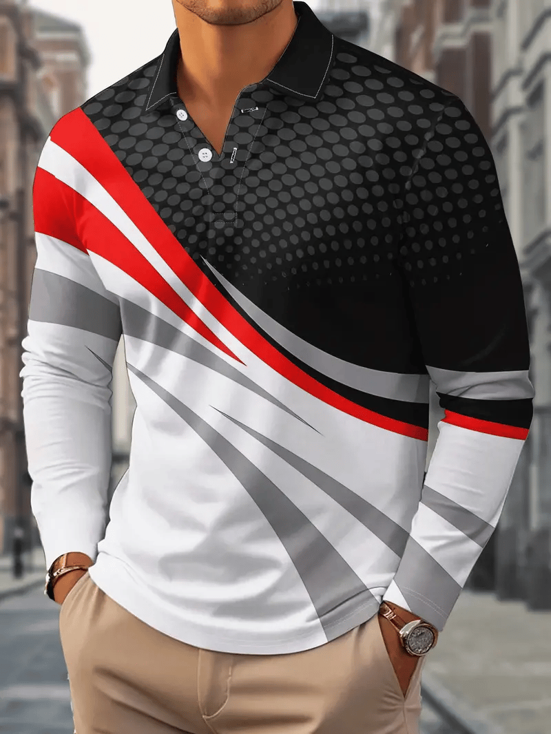Ejecutivo casual a rayas con botones Polo para hombre