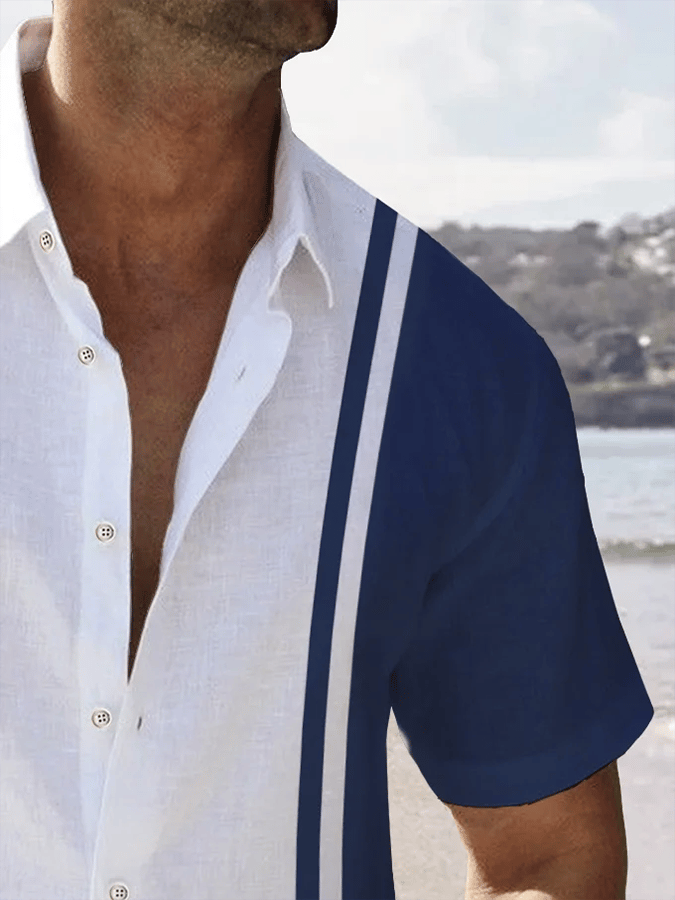 Camisa retro Contrast estampado casual para hombre