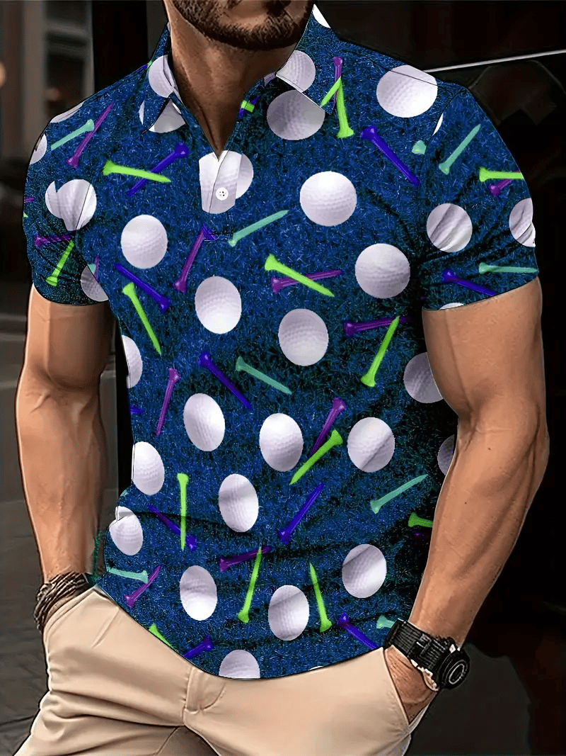 Camisa polo clásico ejecutivo Logo Button de manga corta para hombre