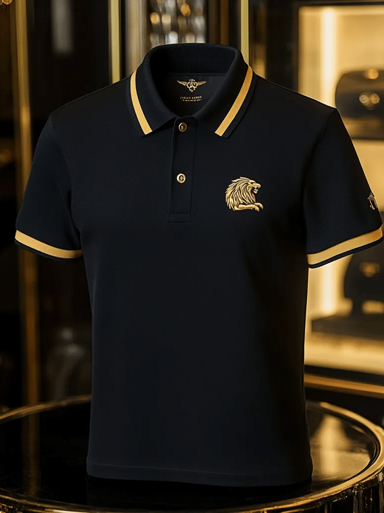 Camisa polo ejecutivo rayas Lettering con botones para hombre