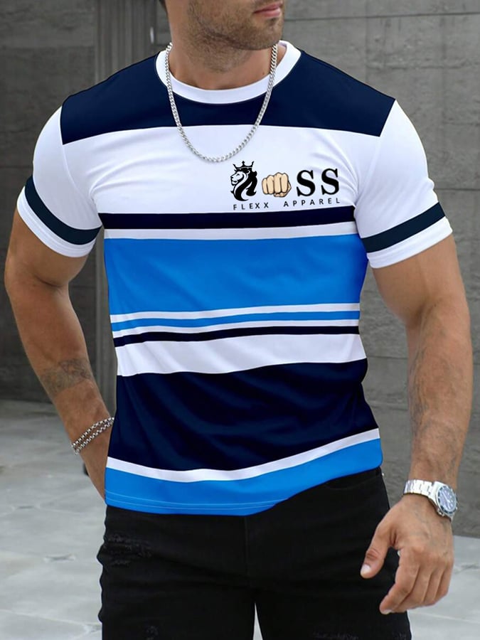 Camiseta retro Letter estampado casual para hombre