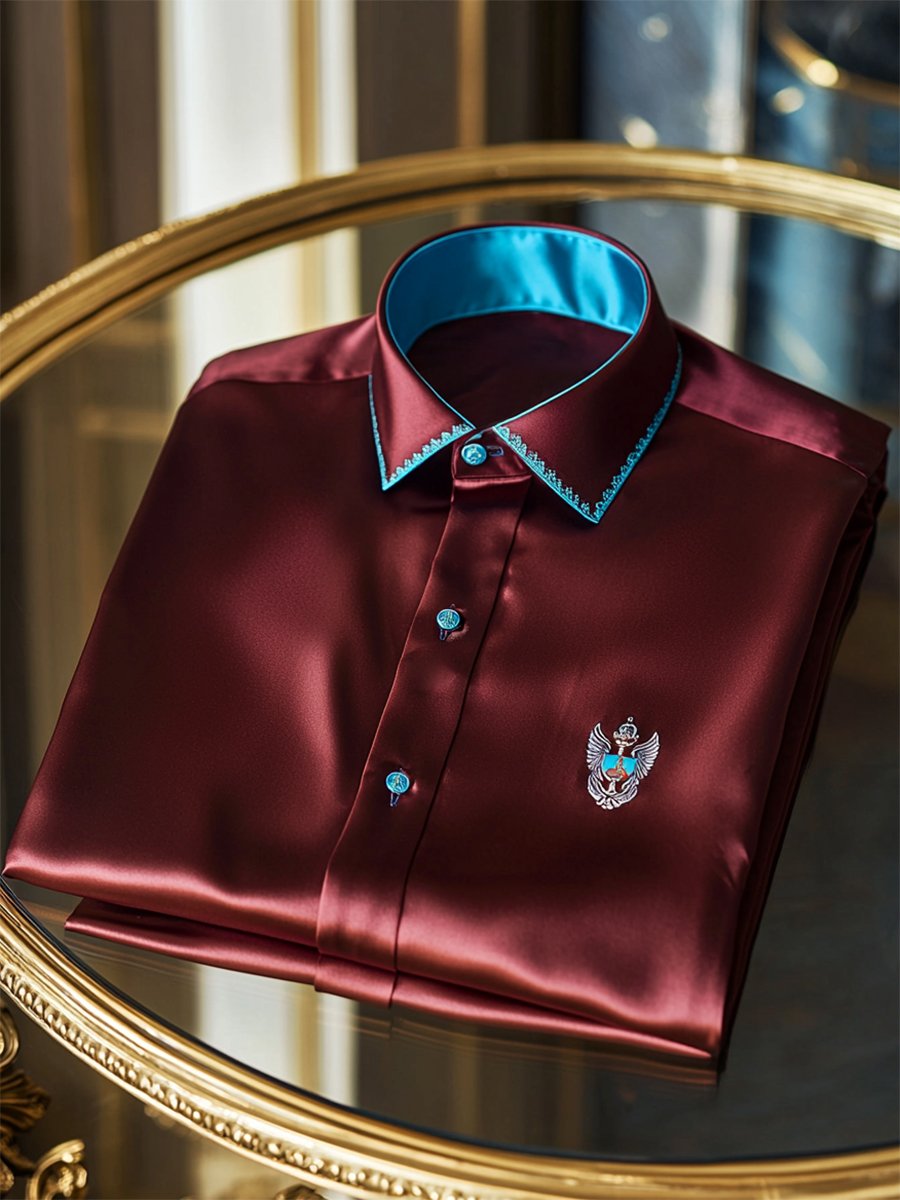 Camisa satén Luxe de manga larga con botones para hombre