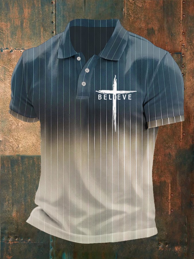 Camisa polo Faith estampado Button Design para hombre