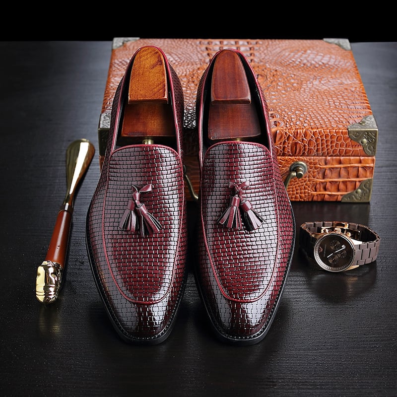 Zapatos ejecutivo casual Simple de moda Tassel cuero para hombre