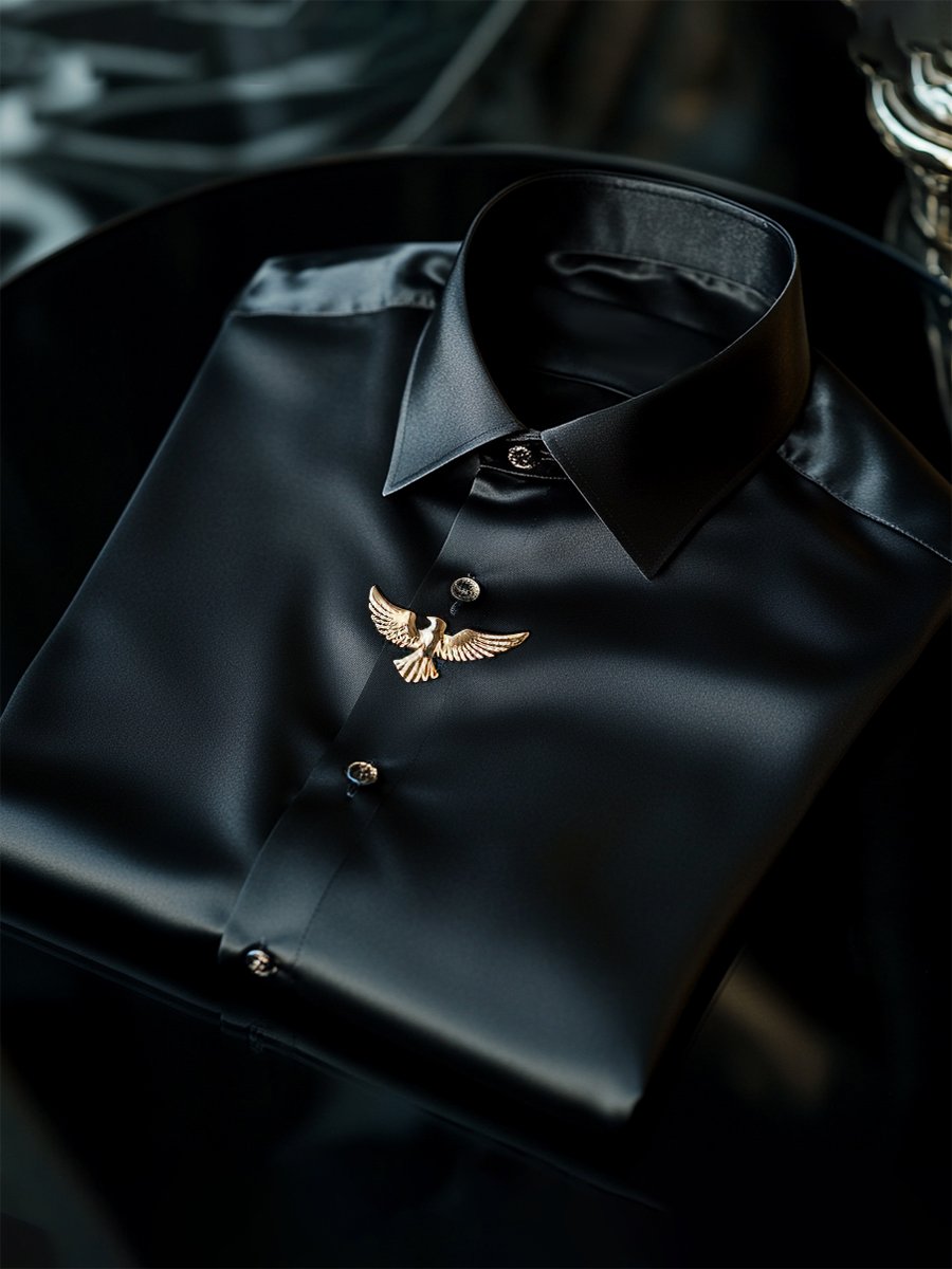Camisa seda Eagle de lujo ejecutivo de manga larga para hombre