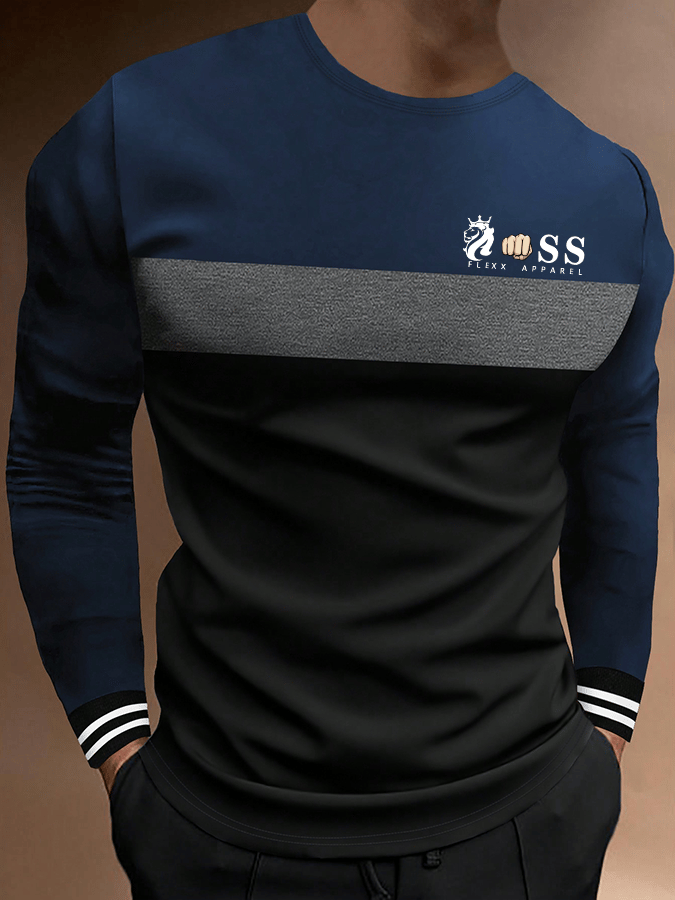 Camiseta retro Lettering estampado de manga larga para hombre