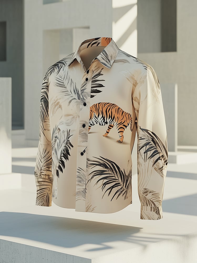 Camisa satén Luxe Baroque de manga larga con botones para hombre