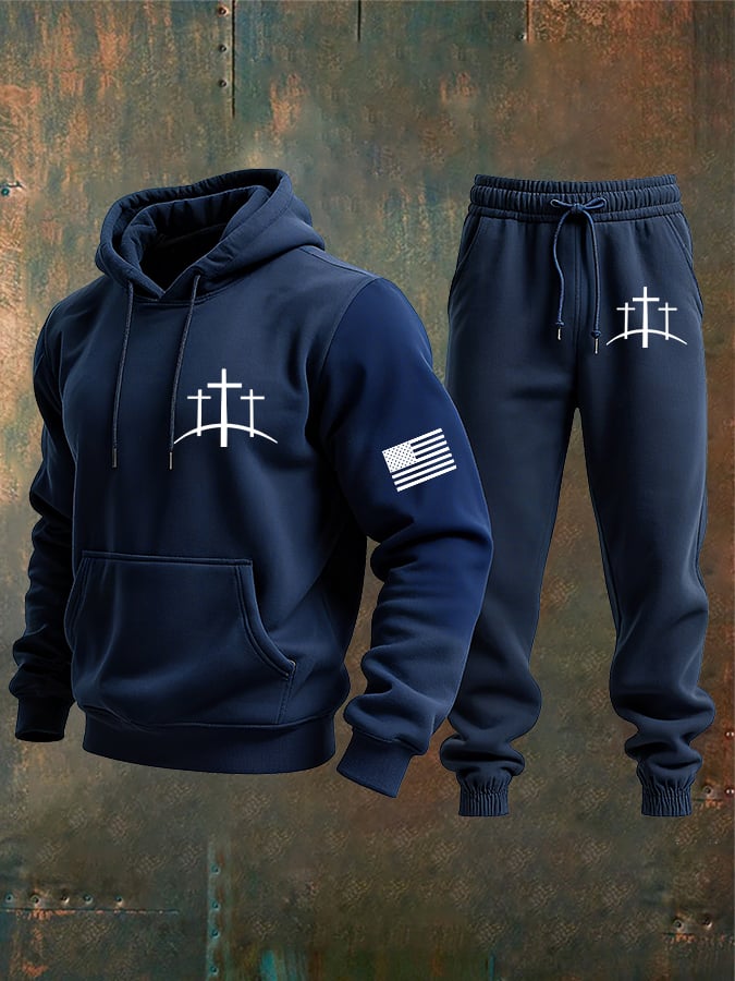 Sudadera vintage Faith Cross Set para hombre
