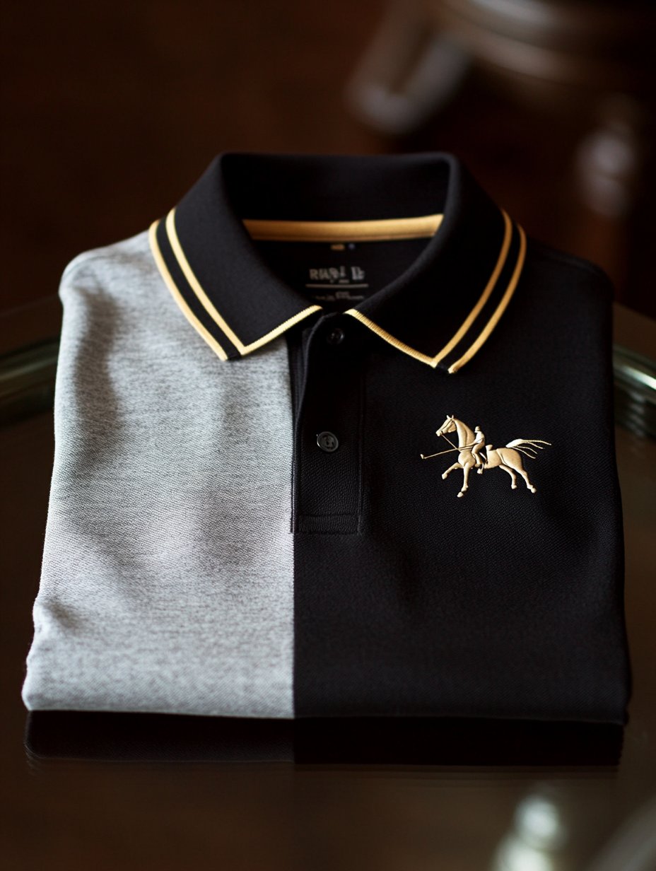Camisa polo retro ejecutivo logo estampado de manga larga para hombre