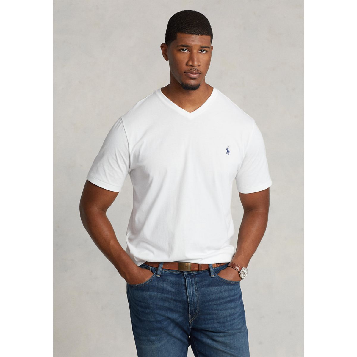 Big & Tall Jersey V-Neck Tee - 1
