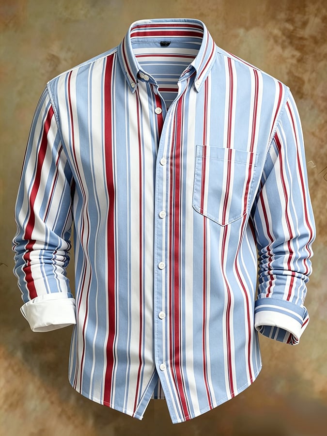 Camisa retro Abstract Art estampado Comfortable ejecutivo Style para hombre