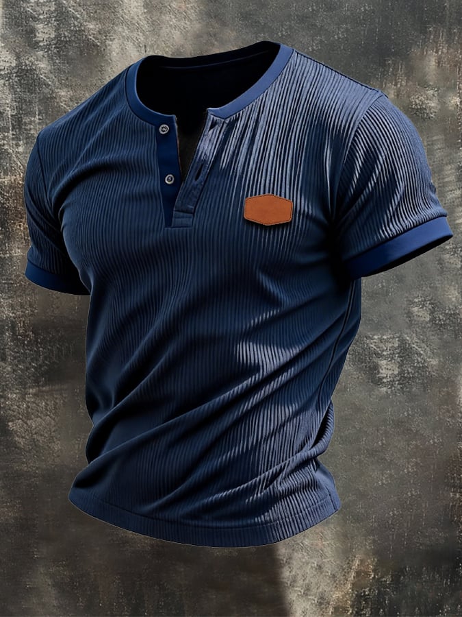 Camiseta retro acanalado texturizado elástico Henry para hombre