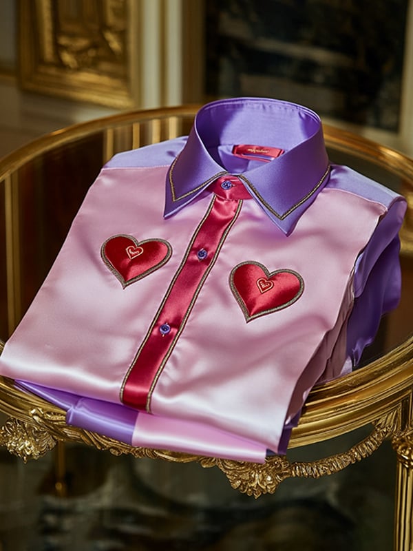 Camisa seda Valentine's Day de lujo casual de manga larga para hombre