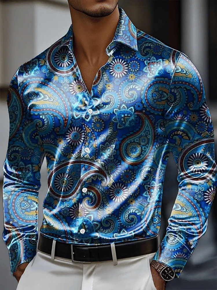 Camisa vintage de manga larga para hombre