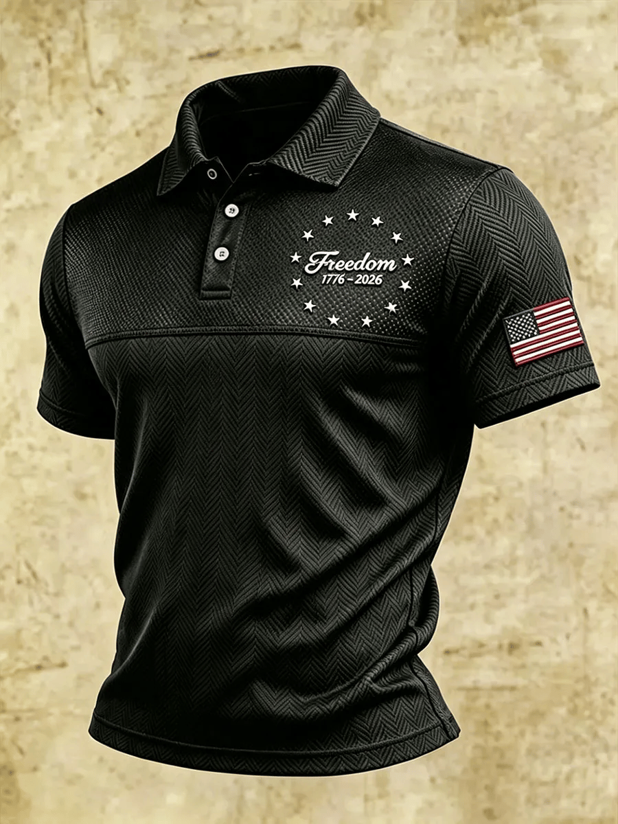 Camisa polo USA 1776-2026 estampado para hombre