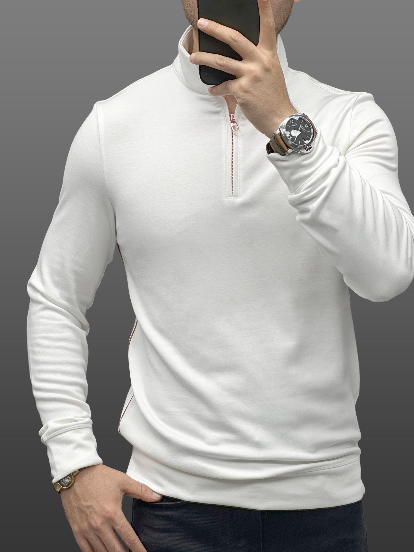 Sudadera SmoothBlend Half Zip Mock Neck