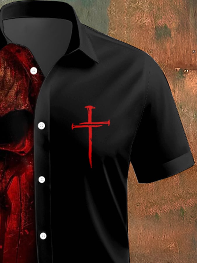 Camisa Skull estampado casual para hombre