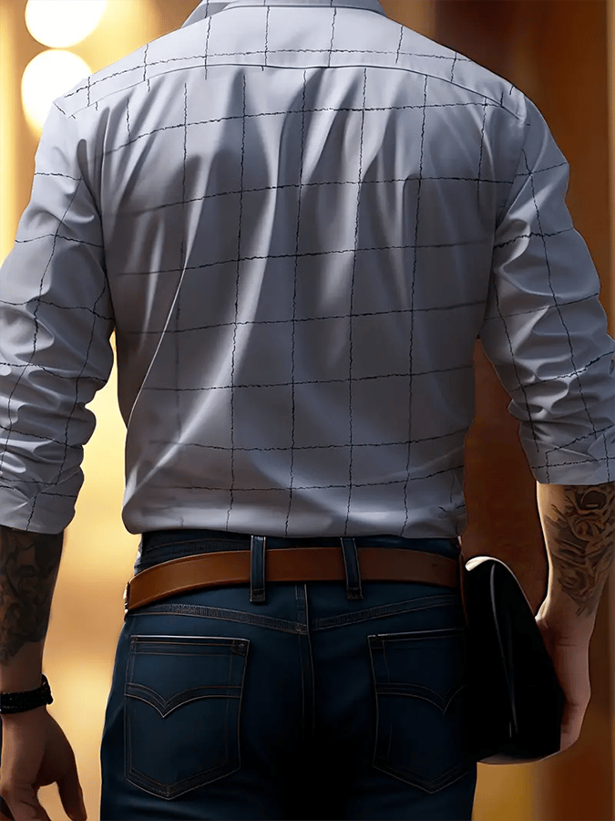 Camisa a cuadros ejecutivo casual para hombre