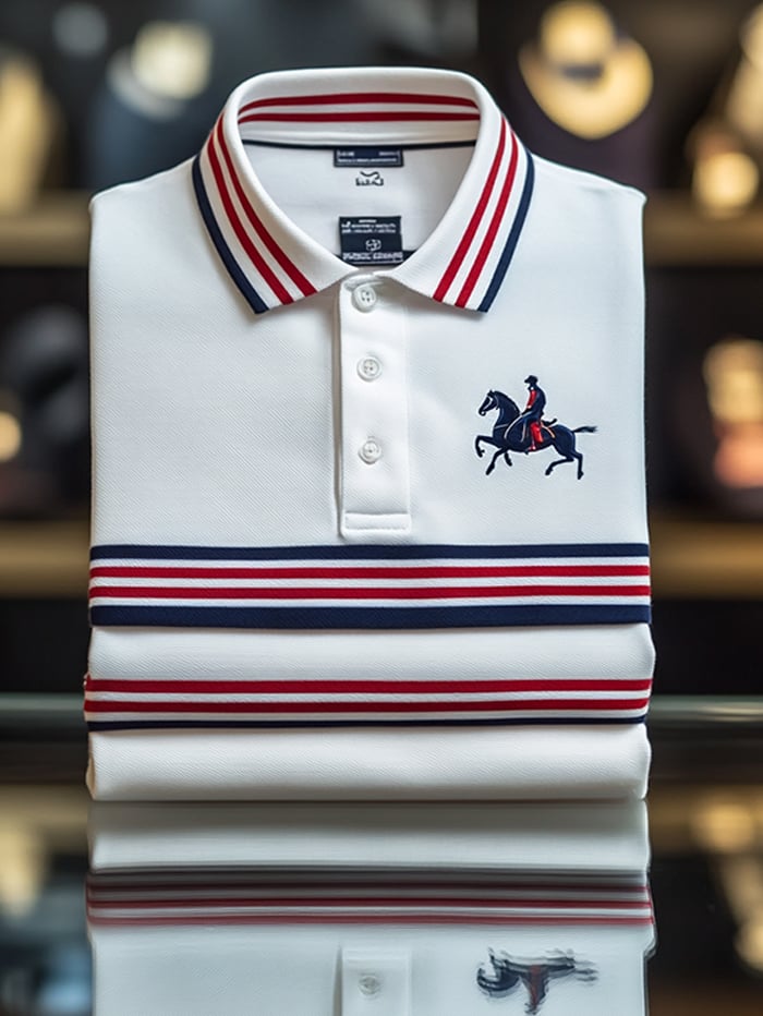Camisa polo clásico ejecutivo Logo Button de manga corta para hombre