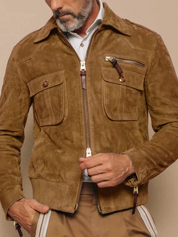 Chaqueta Mens para exterior vintage cierre bolsillo