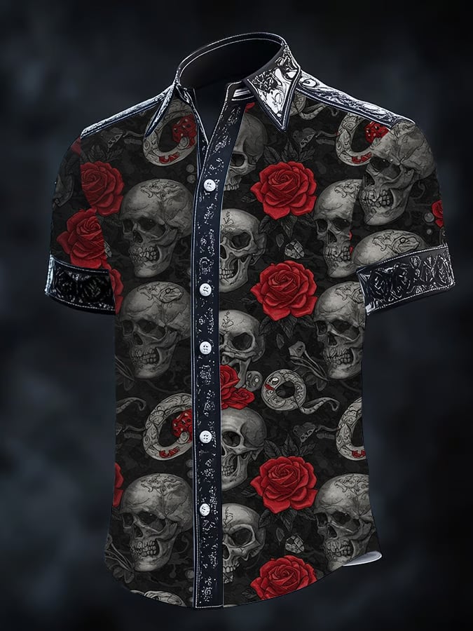 Camisa Gothic Dark de manga corta para hombre
