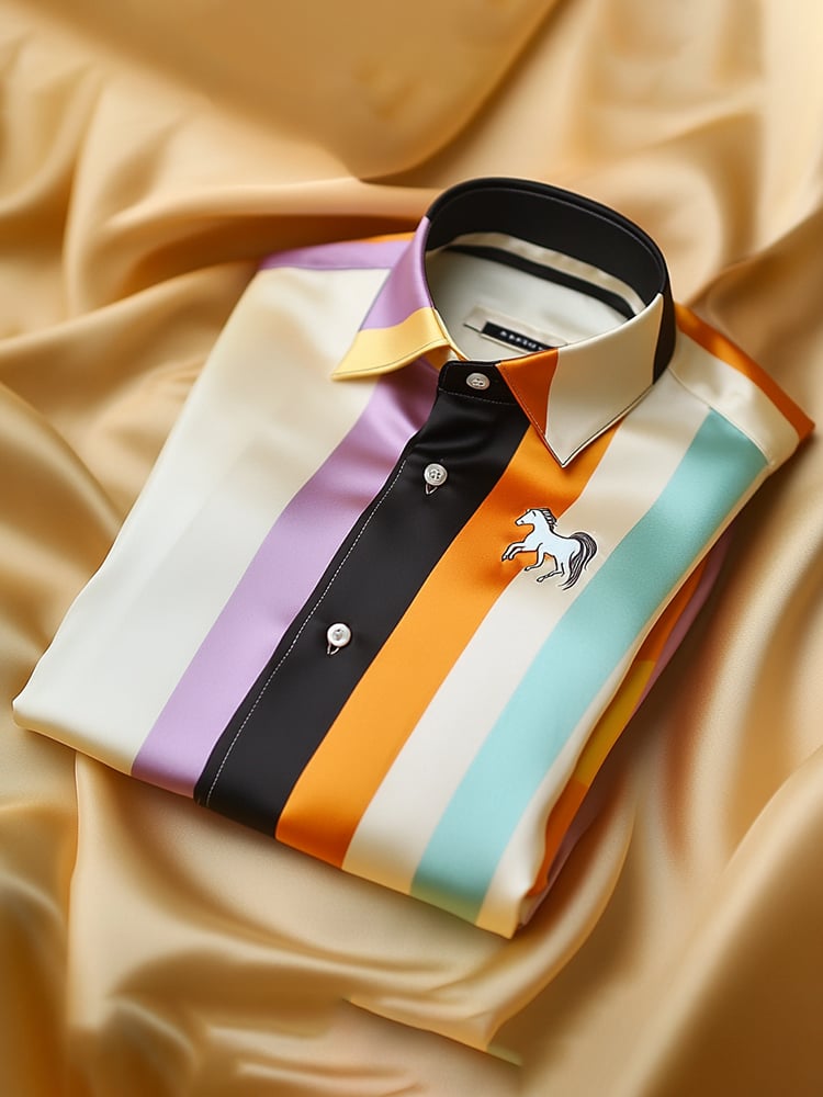 Camisa satén Luxe de manga larga con botones para hombre