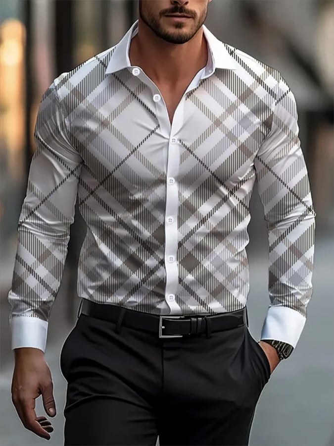 Camisa a cuadros ejecutivo casual para hombre