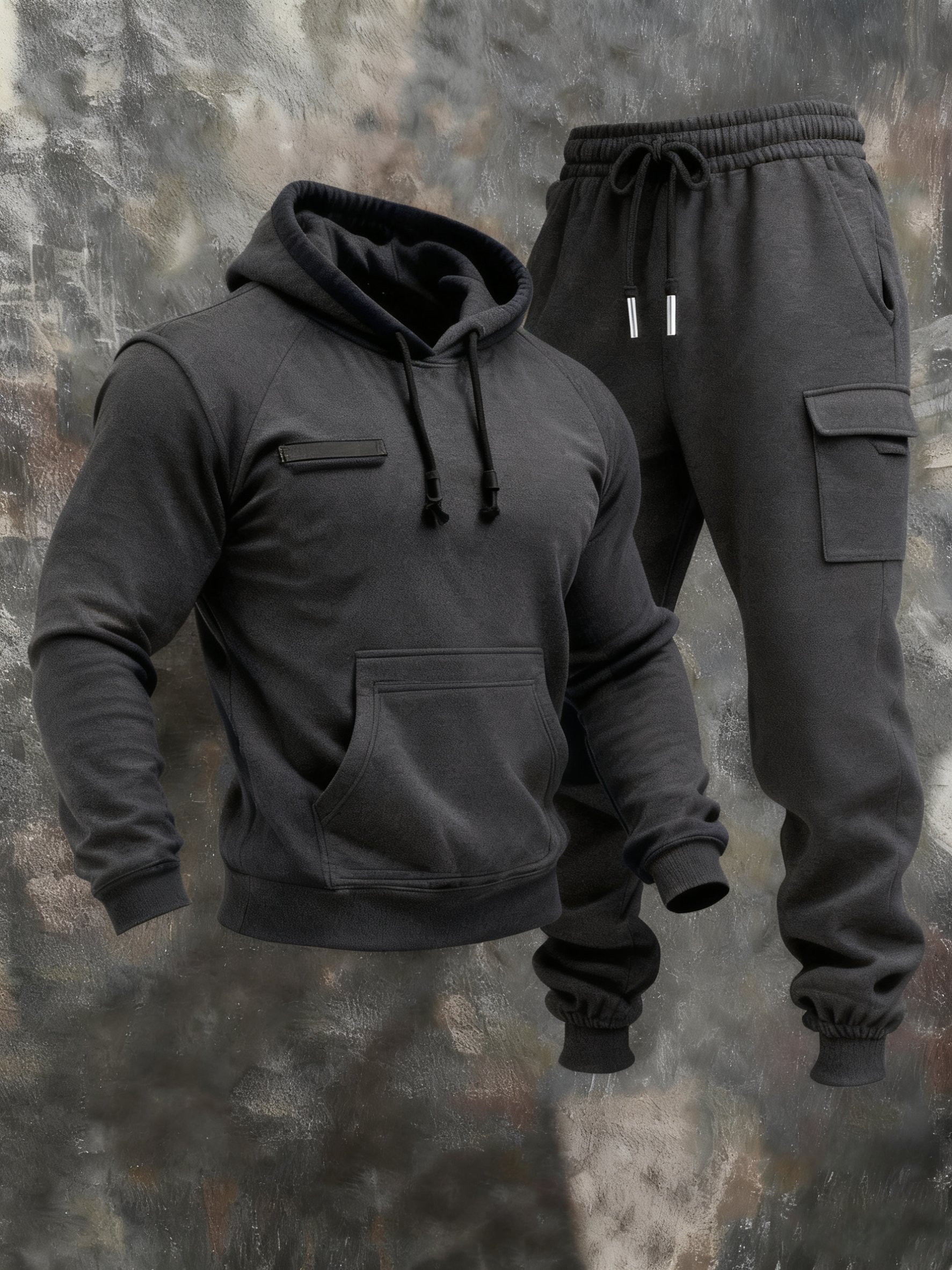 Sudadera retro Stitching Contrast Color Hooded casual Suit para hombre
