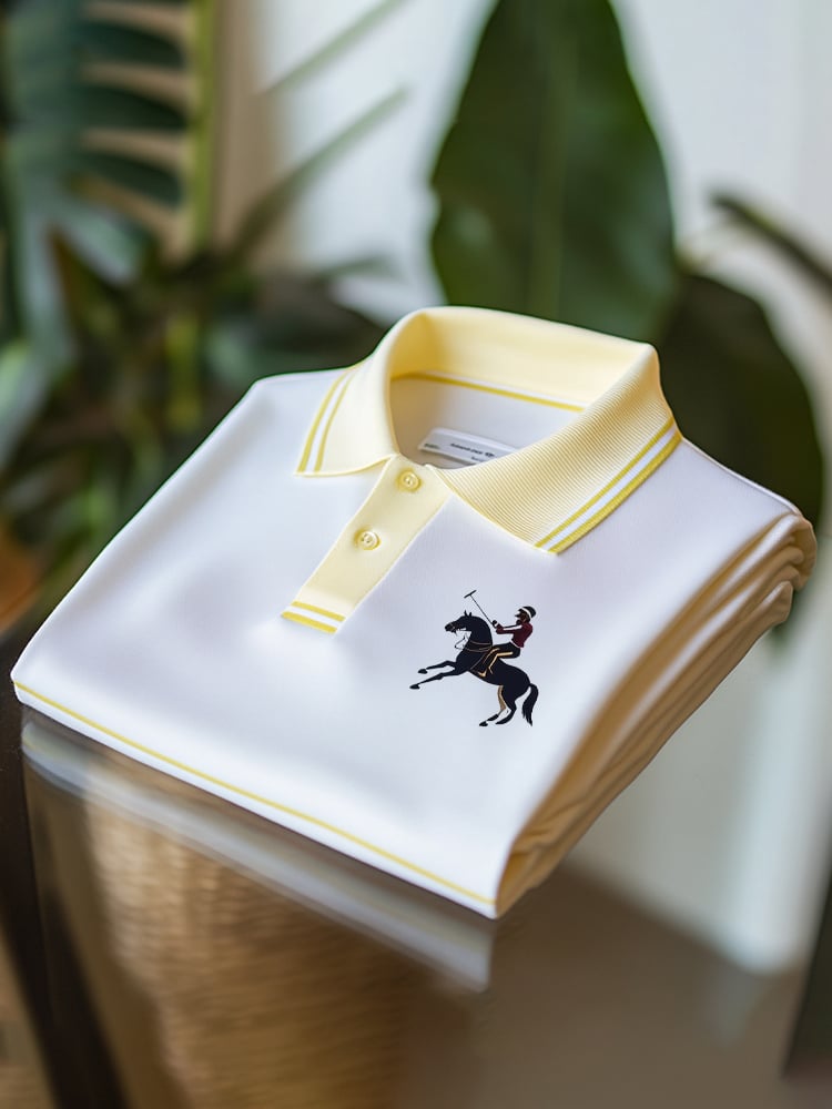 Camisa polo clásico ejecutivo Check Logo Button de manga corta para hombre